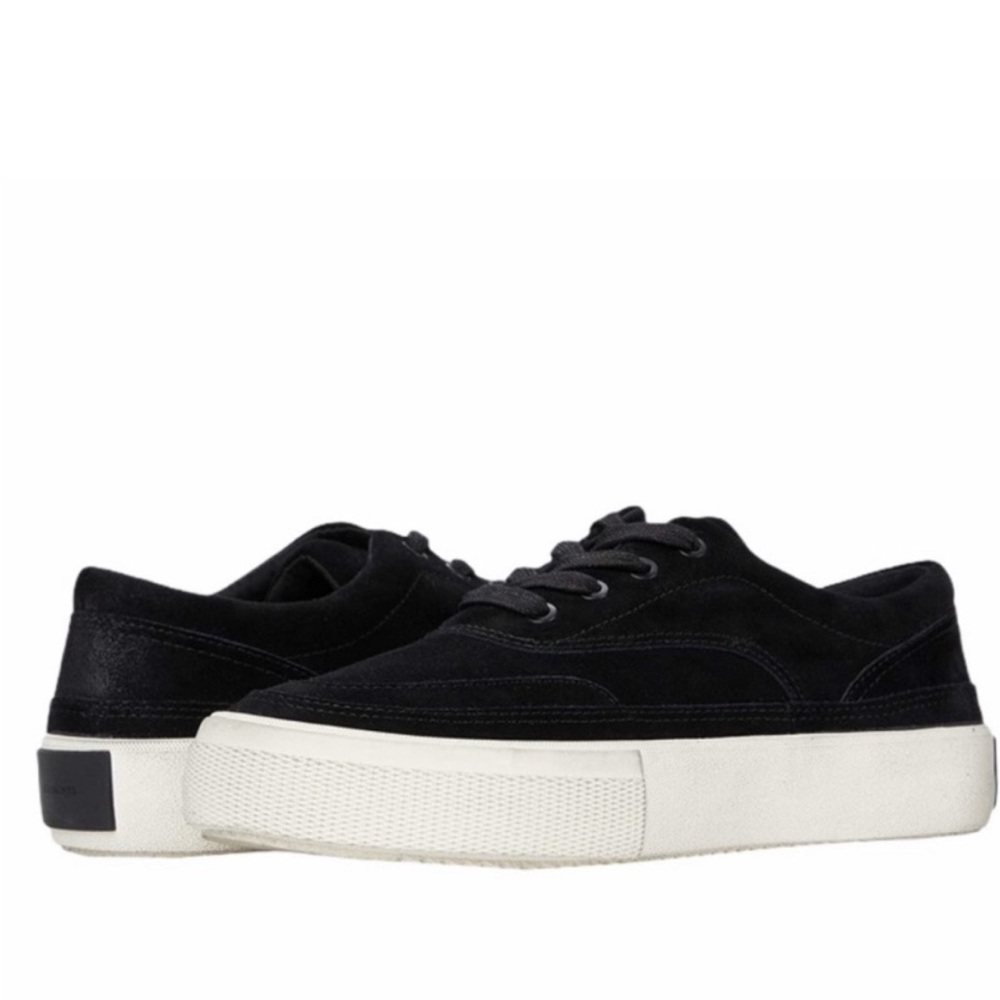AllSaints Black Suede Platform Sneakers with White Sole